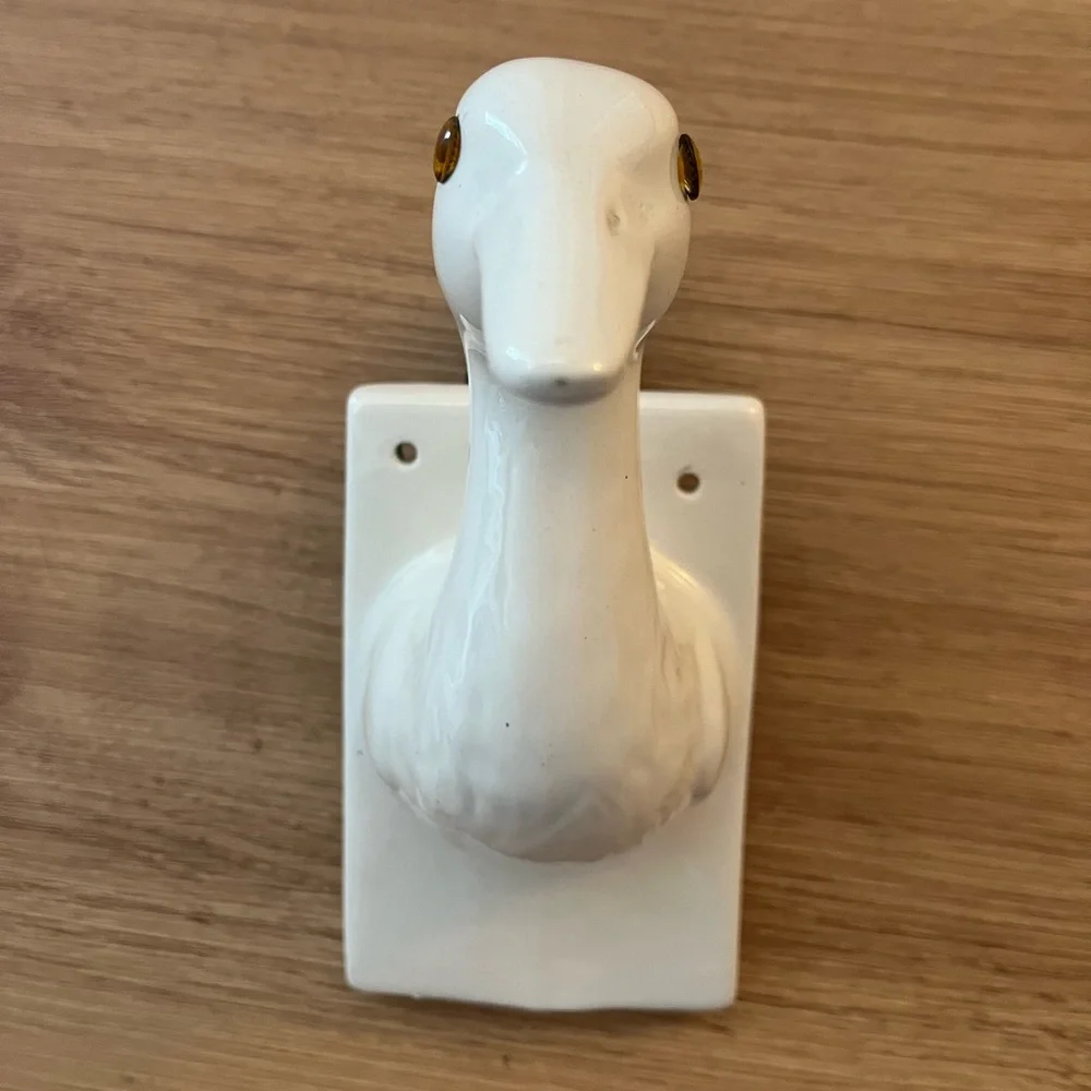 Vintage Ceramic Duck/ Goose Head Dish Towel or Apron Hook